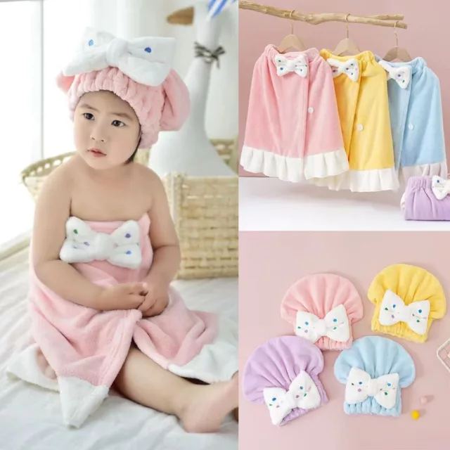 Fast Drying Bowknot Hair Wrap Towel Cap Beach Spa Bathrobes  Kids