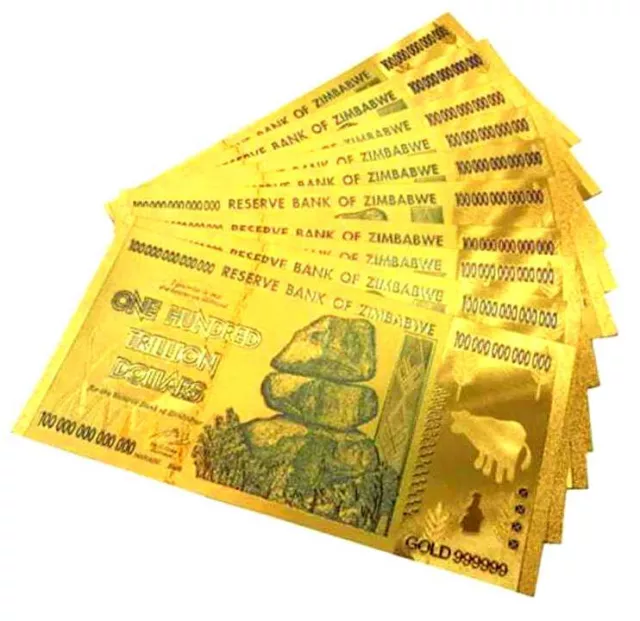 ★★ Zimbabwe : Lot De 10 Billets Polymer  " Or " Du 100 Trillion Dollars  ★★ D