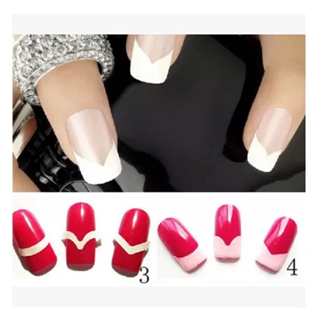 10 Hojas 480 Piezas Manicura Francesa Gel UV Esmalte Punta Guía Tira Uña A YUZ8