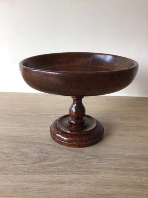 Hand Carved Wooden Pedastal Bowl Excellent Condition Antique