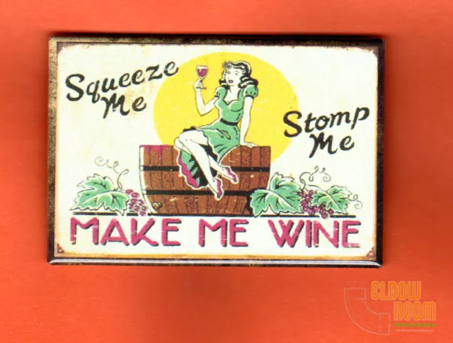 Make me Wine 2x3" fridge/locker magnet vintage sign look retro