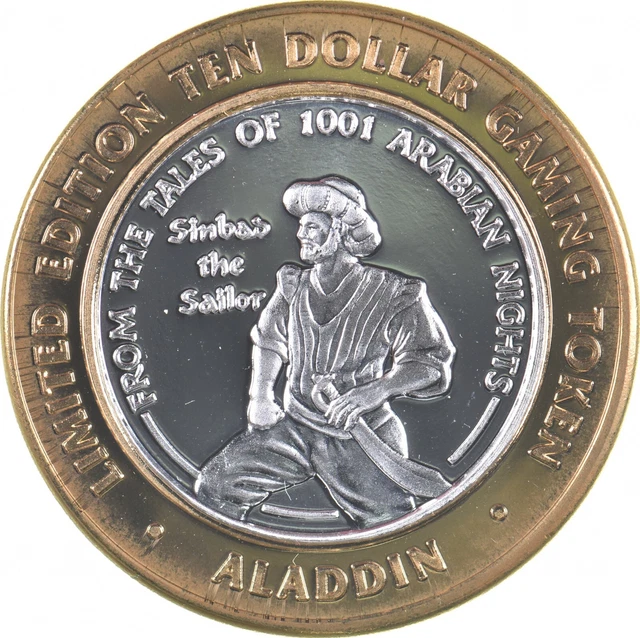 Aladdin $10 Gaming Casino Token .999 SILVER Strike *810