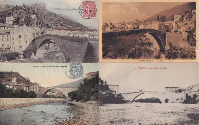 Lot of 4 Antique Old Postcards NYONS DROME ROMAN BRIDGE