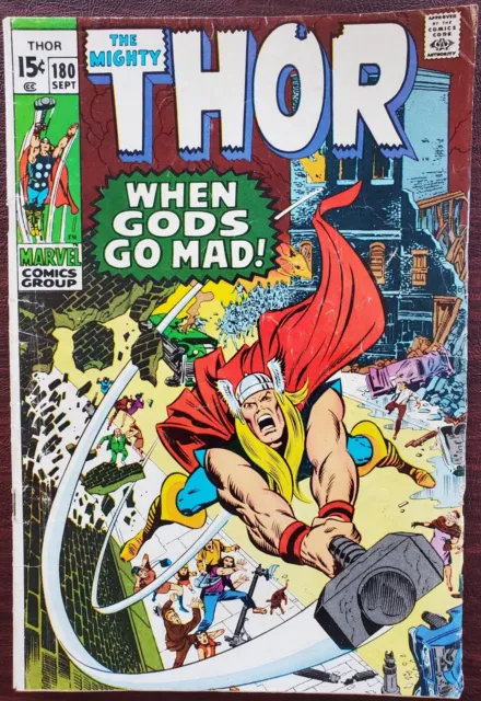 The Mighty Thor #180 VG- 3.5 (Marvel 1970) ~ Neal Adams Art! ~ Loki & Mephisto!✨