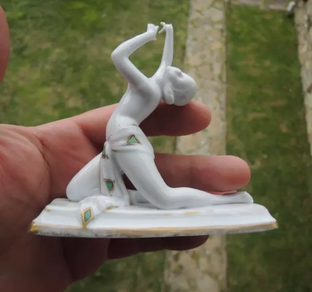 Art Deco Dancing Lady Porcelain Figure by Gustav Oppel GERMANY