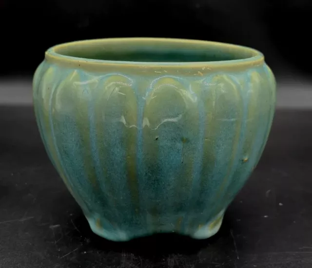 Zanesville Stoneware Arts & Crafts Era Mottled Blue/Green Jardiniere Planter