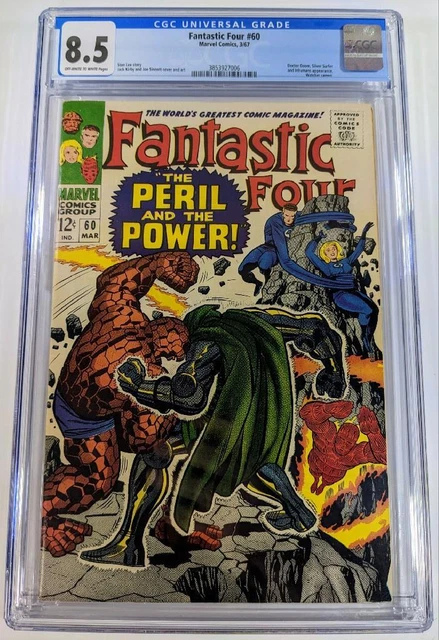 Fantastic Four #60 CGC 8.5 OW-WT KEY Classic Silver Surfer vs DR DOOM Marvel MCU