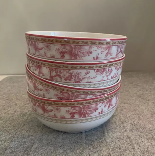 Royal Doulton Studio 2001 PROVENCE Red 6” Bowls Set of 4 Soup or Cereal