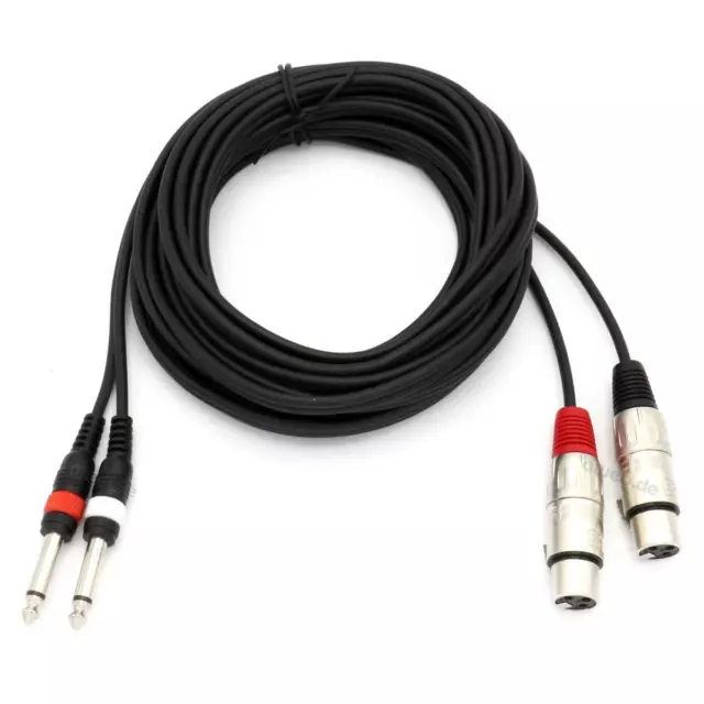 6 m Klinke-XLR Kabel Zwillingskabel 2x 6,3 mm Klinke mono an 2x XLR female 3-pol