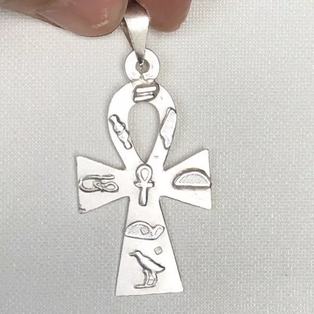 Very nice hand made SOLID SILVER Fancy Ankh Egyptian Charm/Pendant