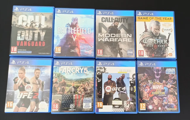 PS4 Lot De 8 Jeux farcry 5 , ufc 2 , ufc 4 , marvel vs capcom , etc