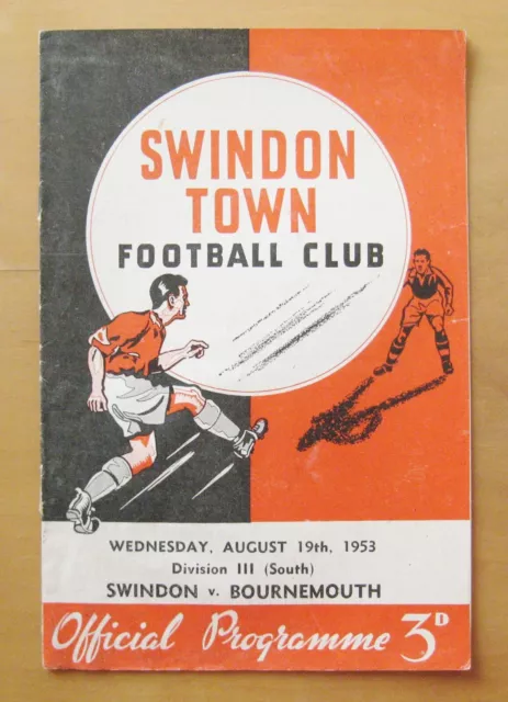 SWINDON TOWN v BOURNEMOUTH 1953/1954 *Fair/Good Condition Football Programme*