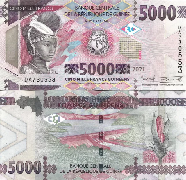 Guinea 5000 francs 2021 P-50c UNC