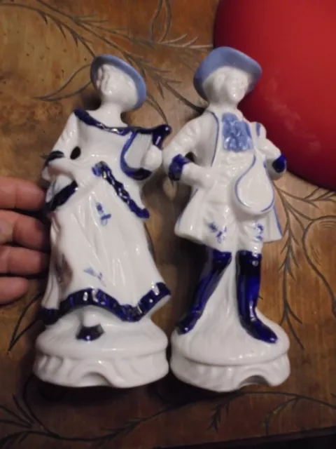 Couple de Musicien à la Mandoline et Musicienne à la Harpe en Porcelaine