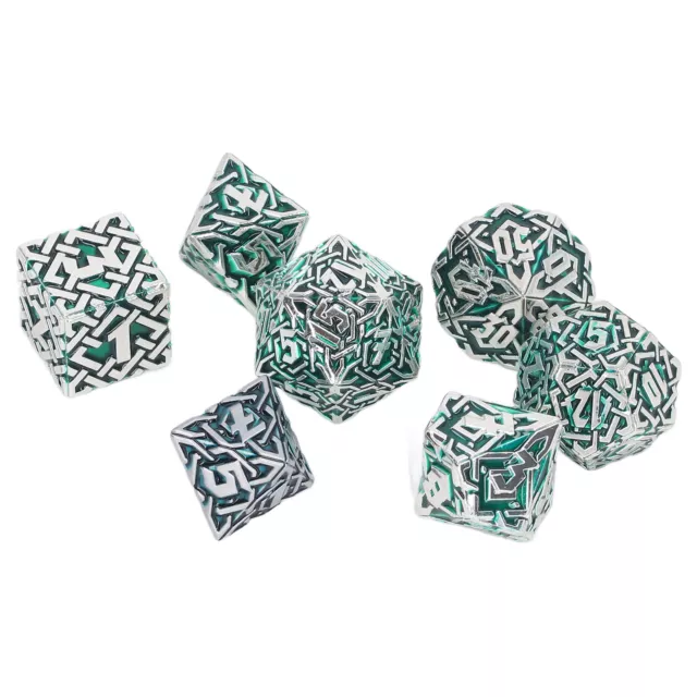 (Green) Polyhedral Dice Set 7 Pieces Transparent Number Board Game