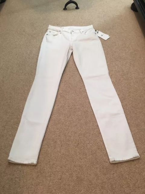 7 For All Mankind Slim Illusion "The Skinny" White Jeans Size 24 NWT