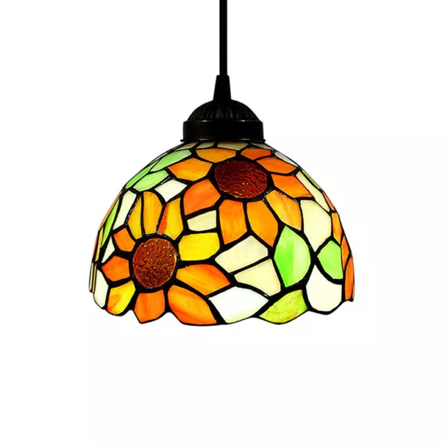 Tiffany Style Sunflower Stained Glass Single Pendant Light Ceiling Lamp Fixture