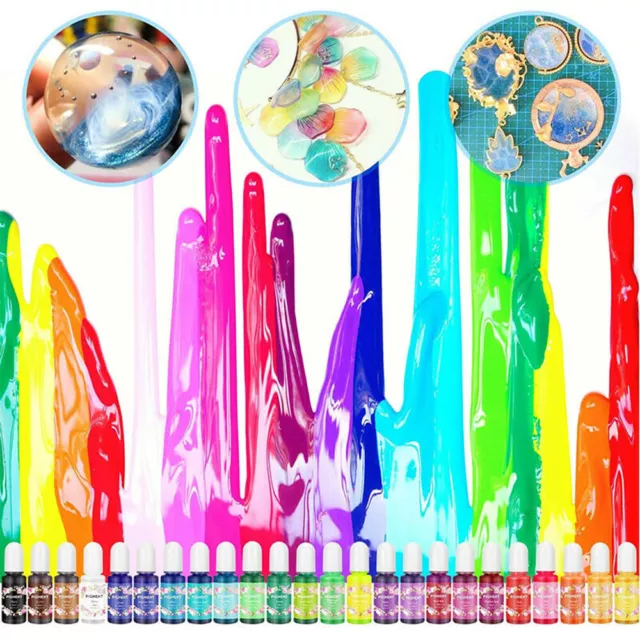 24 Colors Epoxy Resin Pigment Liquid Colorant DIY Resin Dye Art Kit Set 10ml New 2