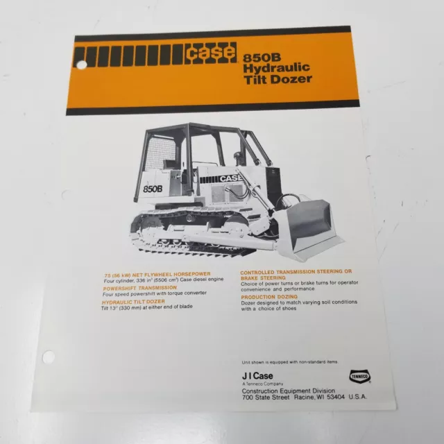 Case 850B Hydraulic Tilt Dozer Sales Brochure 1980 Specifications Photos