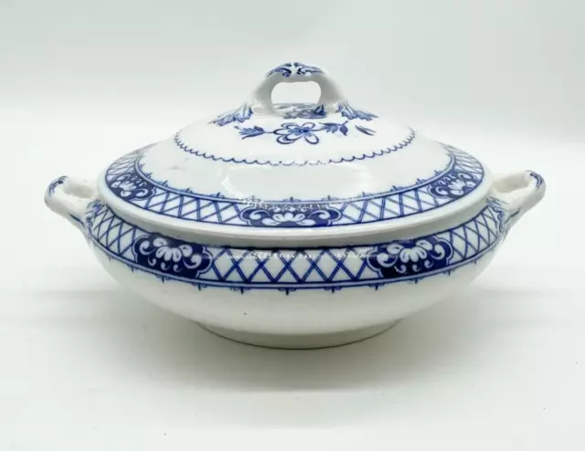 Antique Whieldon Ware F Winkle Co Blue & White Tureen Dish Lidded Serving