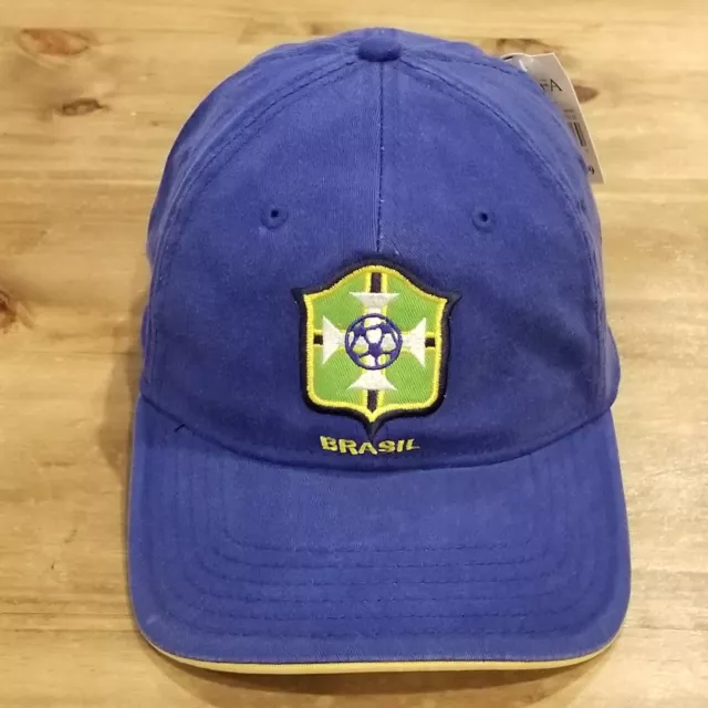 Brasil Soccer Hat Cap One Size Stretch Flex Fitted Blue Football