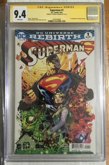 1ST KATHY BRANDEN Superman Rebirth #1 SIGNED NEWSSTAND Variant CGC 9.4 NM Gleaso