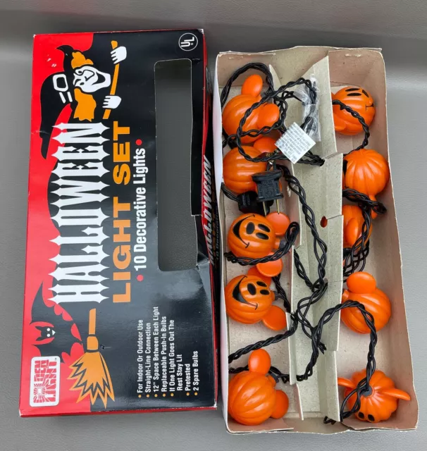 Disney Parks Halloween 10pc String Lights Mickey Mouse Pumpkin Jack-O-Lantern