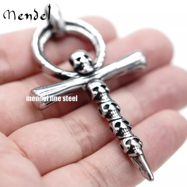 MENDEL MENS BIKER Catholic Cross Pendant Necklace For Men Ashes Stainless  Steel $11.99 - PicClick