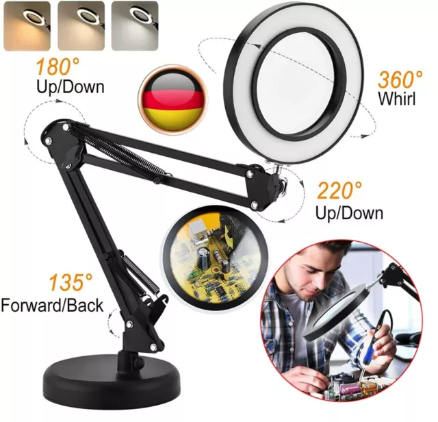 72 Lupa LED 10 Dioptrías 12W Luz de trabajo Lupa Lupa Luz fría