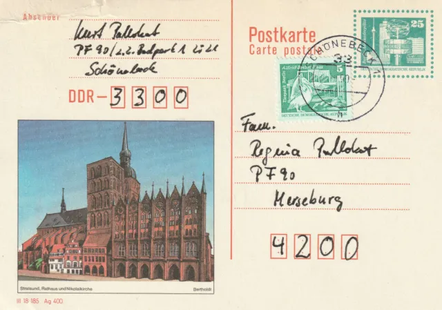 DDR_P91 // Bildpostkarte Stralsund Rathaus und Nikolaikirche - gelaufen