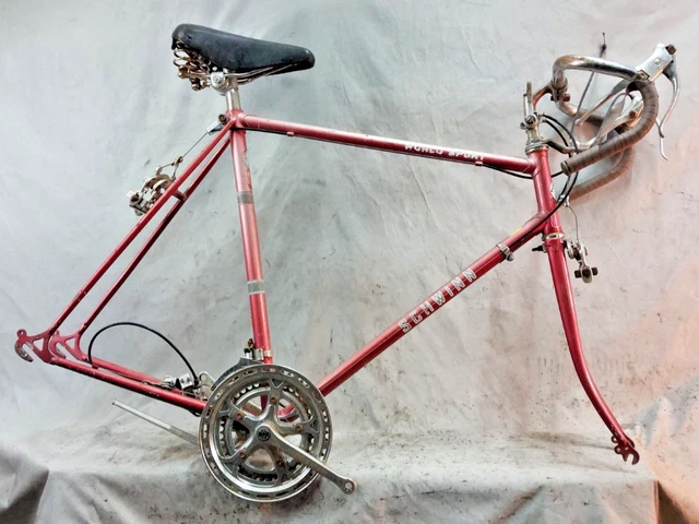89' SCHWINN WORLD Sport Bike Frame Set Large 58cm Lugged Steel Red