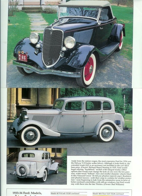 1933 - 1934 FORD MODEL 40 40 A B 12 PG Color Article