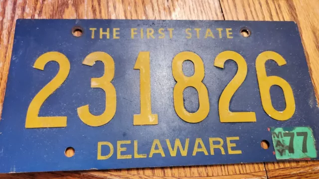 Delaware License Plate - 1977 Rivited Numbers #231826