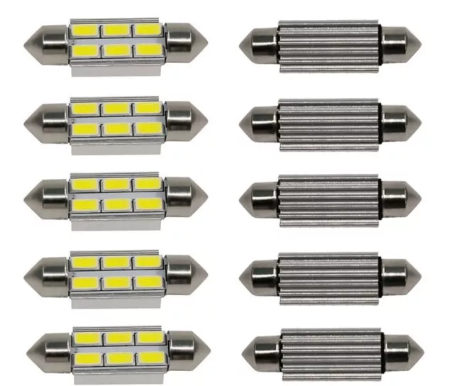 10x Ampoules Navettes LED 36mm C5W 12V Blanc 6500K Canbus 6SMD voitures