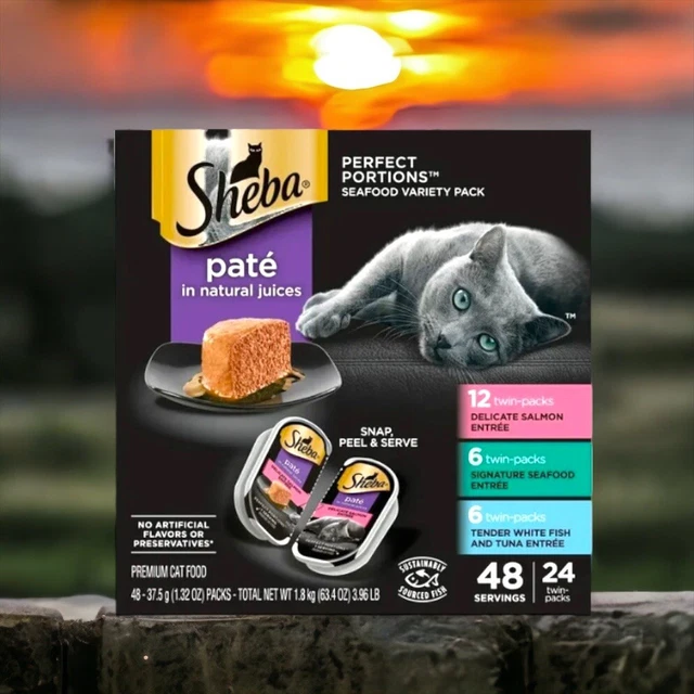 2,6 oz. PORCIONES PERFECTAS Paquete Doble Bandejas, Paquete de Variedades SHEBA Comida para Gatos Húmedos