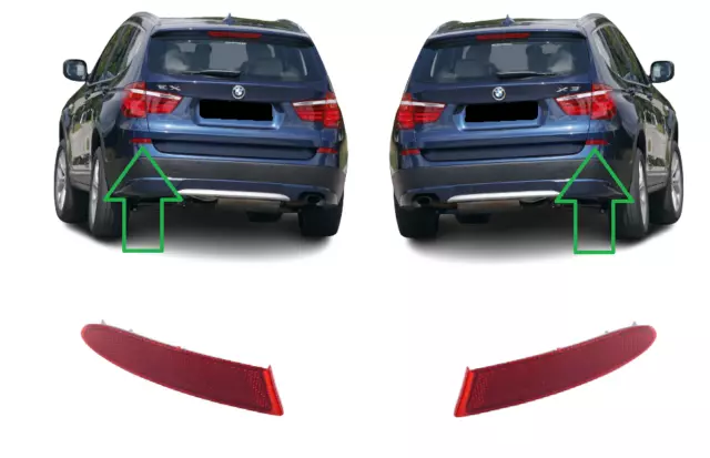 New For Bmw X3 F25 10-17 Rear Bumper Side Reflector Red Pair Set