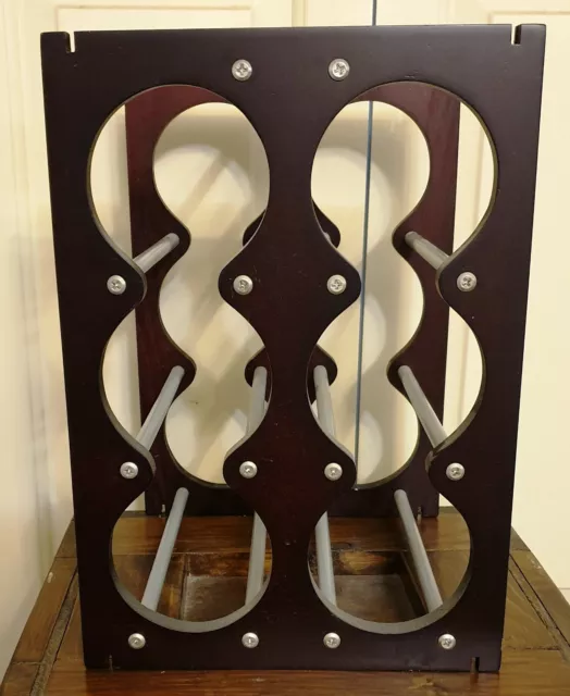 Counter top WINE BOTTLE DISPLAY RACK CASE HOLDER - Holds 6 Bottles - Wood Frame