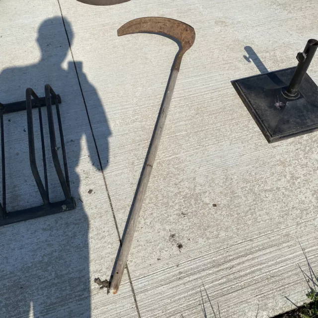 VINTAGE  53”" Long Scythe Hay Grain Sickle Farm Tool Blade 17" Long  DECORATION