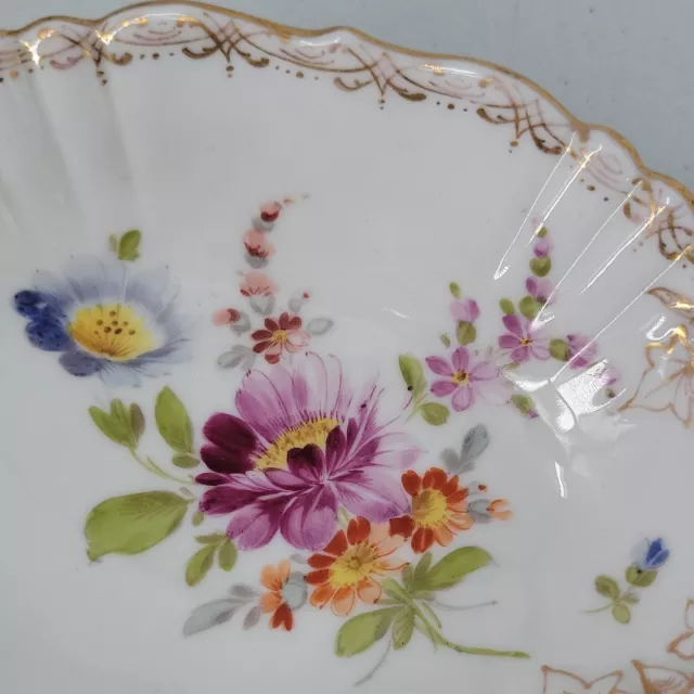 Antique Richard Klemm RK Dresden Germany Porcelain olive Dish Bowl Floral Gold