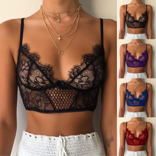 Women Plus Size Vest Crop Wireless Bra Lingerie Sexy V Neck Underwear Camisole