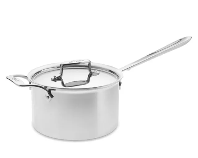 All-Clad D55204 D5 Polished Stainless Steel 5-Ply 4-qt sauce Pan with Lid