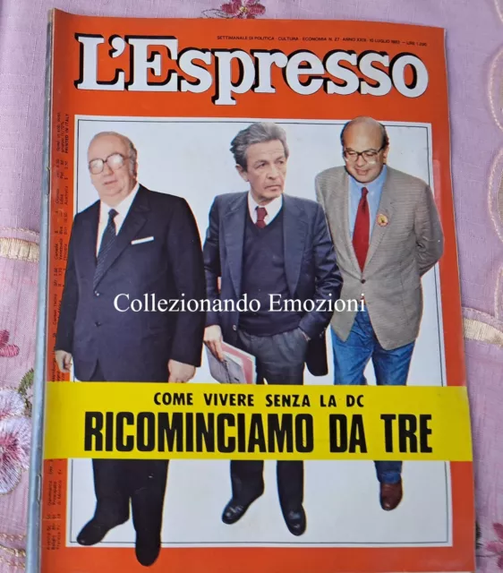 L'espresso rivista-27 1983-Fanfani-Andreotti-Forlani-Piccoli-Verdone