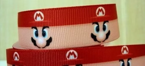 NEW Red Super Mario Bros Grossgrain Ribbon 22mm - 1M,2M,3M,4M or 5M U Choose