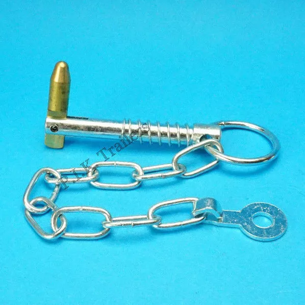 Spring Loaded Sword Retaining Cotter Pin & Chain 10mm x 63mm - Trailer - Lynch