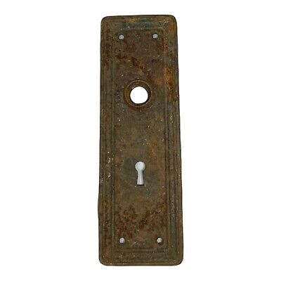 Antique Iron Art Deco Door Knob Back Plate 7 3/4 X 2 5/8”