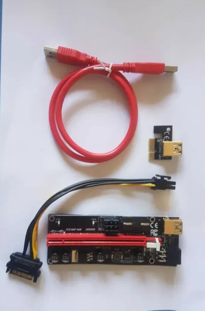 USB 3.0 PCI-E 1x A 16x Express Riser Scheda Adattatore SATA15Pin 6Pin - Mining