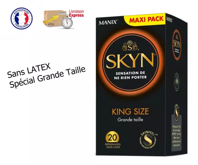 KING SIZE - 20 Préservatifs Grande Taille Couleur Naturelle - Sans Latex - SKYN