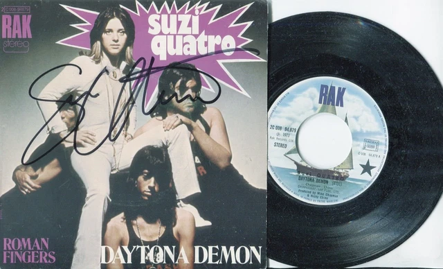 AUTOGRAPHE ORIGINAL SIGNED de la Chanteuse SUZI QUATRO sur SP 45T 1973 ...