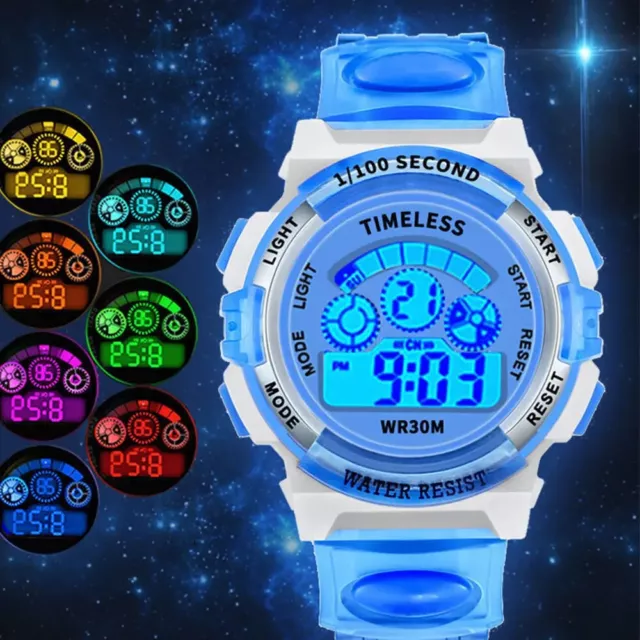 Enfants Montre Digital Type Coloré, pour Garçons Fille Lumineux Cadran Montre