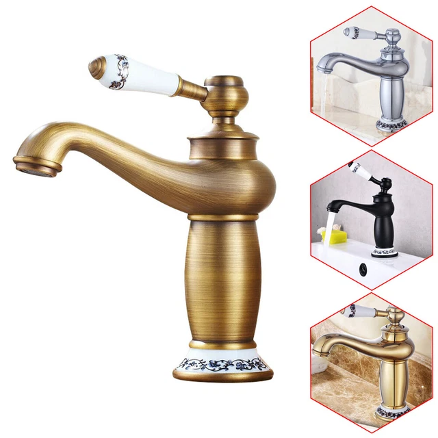 MESSING WASCHTISCH ARMATUR Retro Wasserhahn Bad Waschbecken